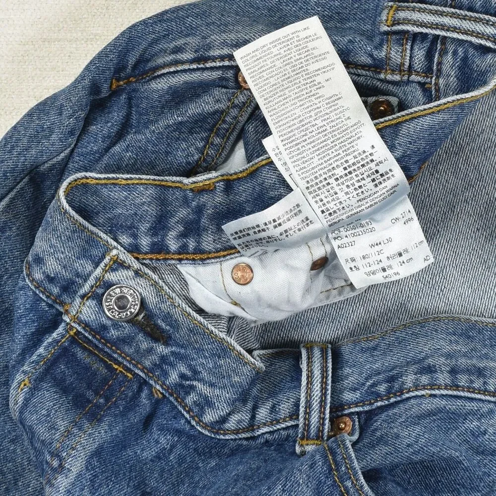 Levi's 501 Original Fit Button Fly Denim Jeans Blue Men's Size 44x30